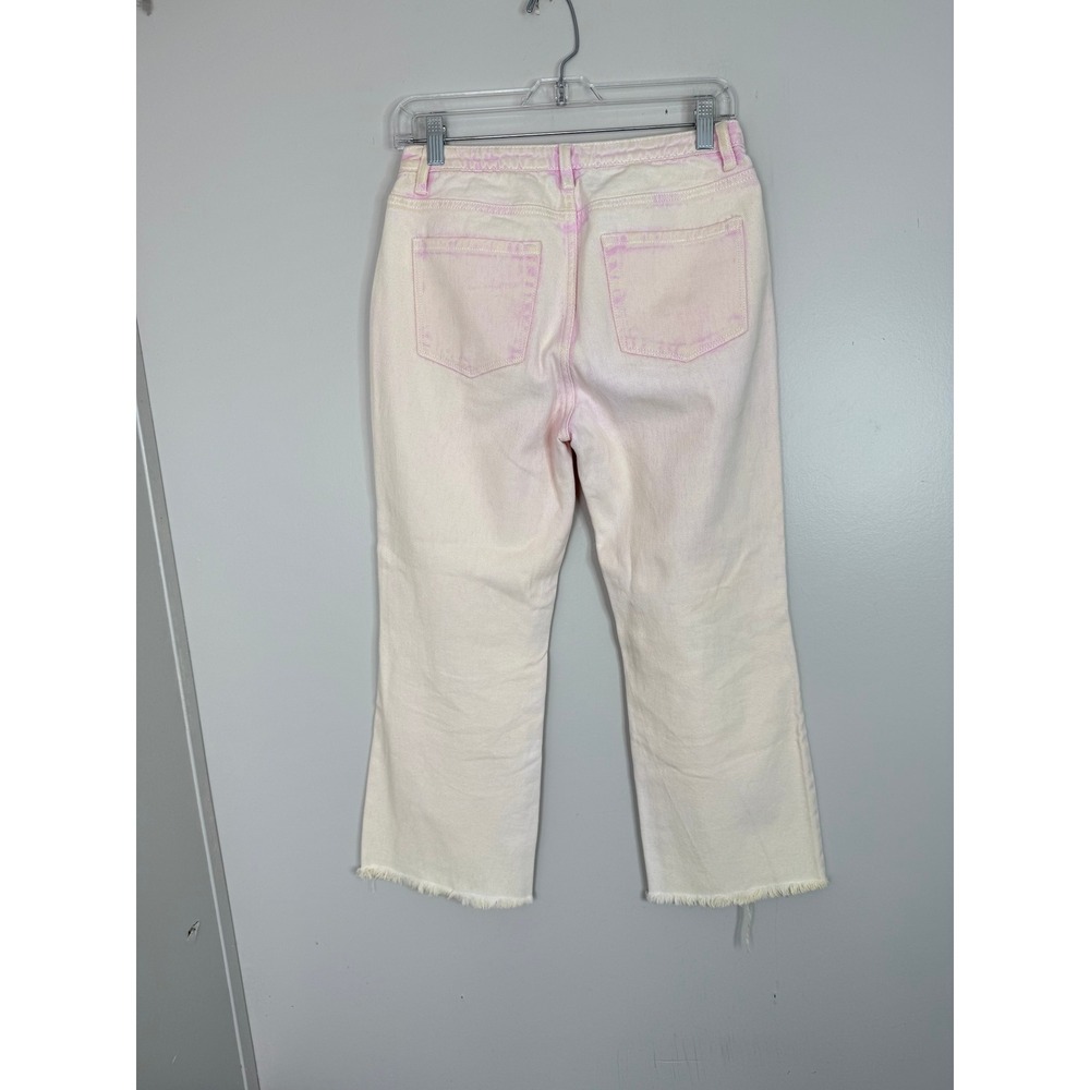 Fate Jeans Women Medium Pink Tie Dye Acid Wash Distressed Raw Hem Straight Leg - Picture 6 of 8